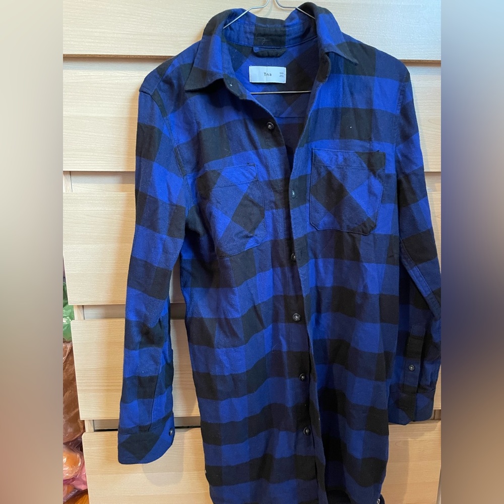 TNA Blue Buffalo Plaid Dress